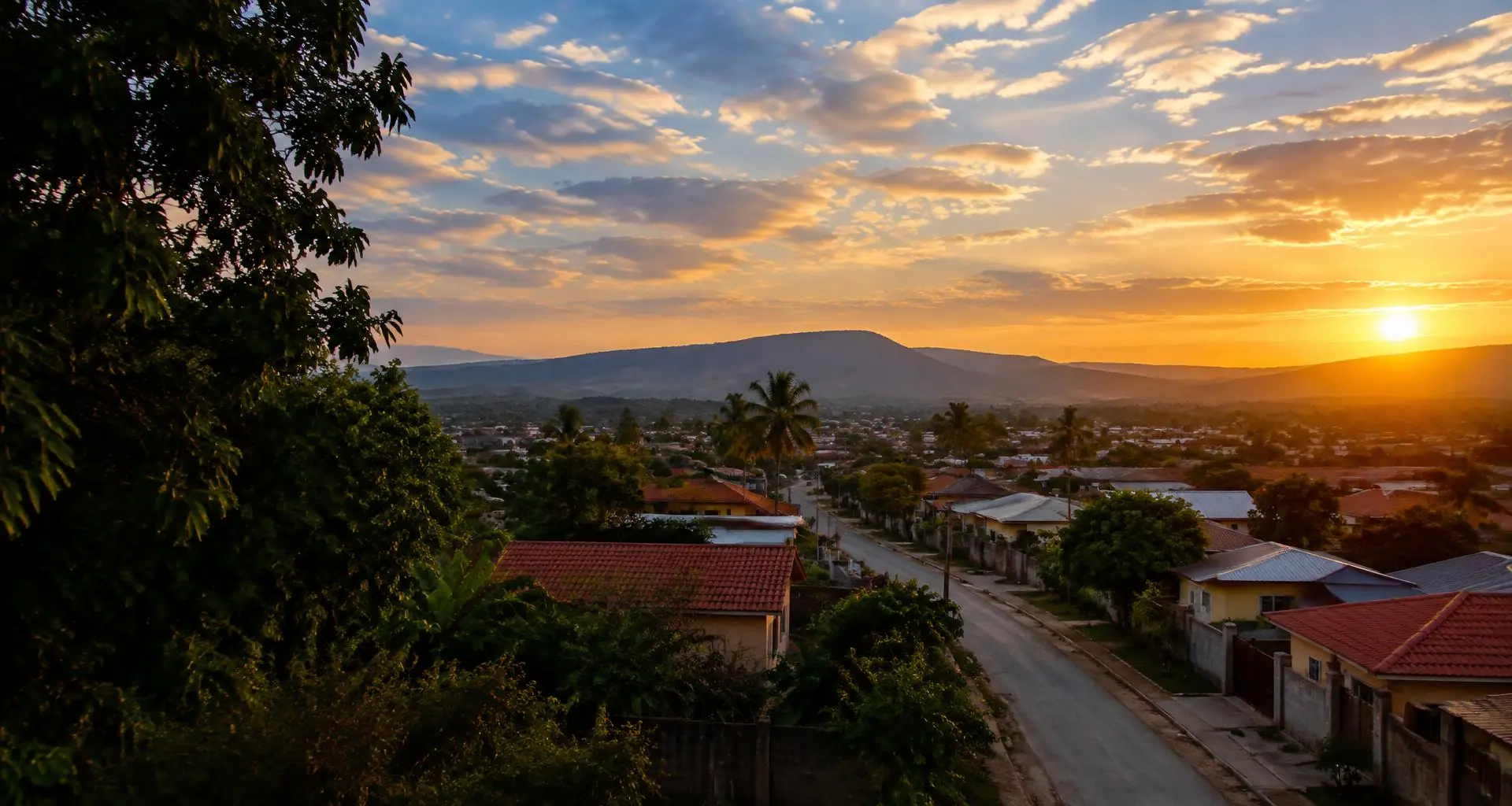 Bairro angolano ao entardecer